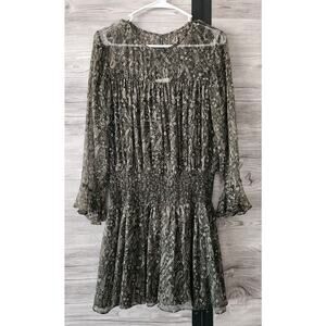 Shoshanna Women's Short Sleeve Smocked Waistband Dress Green Size 6 P